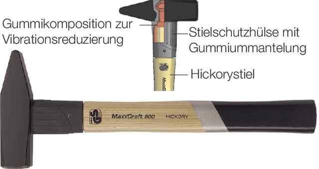 HALDER 570220500 Lakatoskalapács, visszaütés-csillapítással, hikori nyéllel