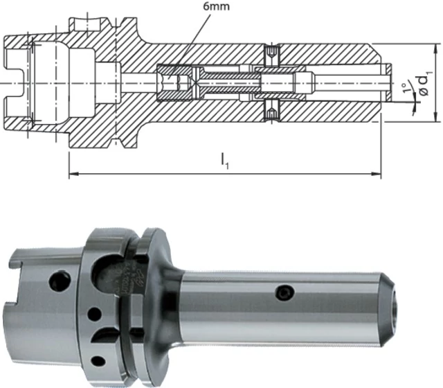 HAIMER 241315 63/HG03 Üreges szárú kúpos befogó, DIN 69893 A rövid finoman kiegyensúlyozva G2,5 25.000 1/min fordulatszámnál