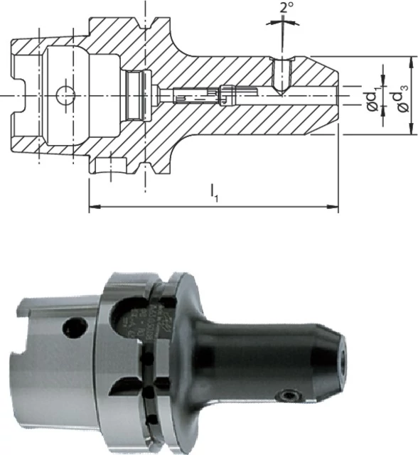 HAIMER 242228 100/32 Üreges szárú kúpos befogó, DIN 69893 A Whistle-Notch rendszer rövid kiegyensúlyozva G6,3 8.000 1/min fordulatszámnál