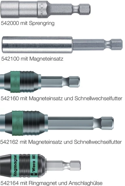 WERA 542160 E6,3/K Univerzális tartó, mágnesbetéttel és gyorscserélő tokmánnyal, rövid Rapidaptor®