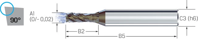 MIKRON 175352 5,560 Mikromaró, Tömör keményfém CrazyMill Cool, 3 × D, védő élletöréssel,