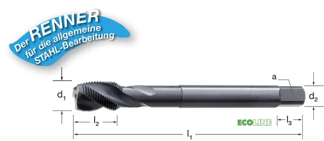 PRETEC 133211 M12X1,00 Gépi menetfúró, HSS-Co RSP35 gőzöléssel megeresztett