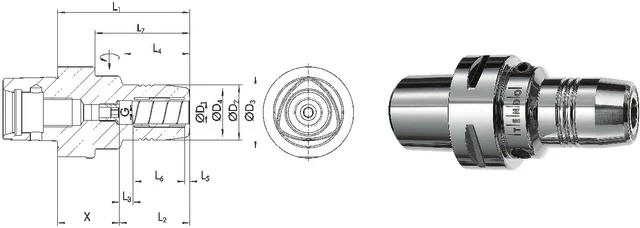 SCHUNK 241450 C4/06 Sokszög szárú kúpos befogó, Capto C4 rövid finoman kiegyensúlyozva G2,5 25.000 1/min fordulatszámnál