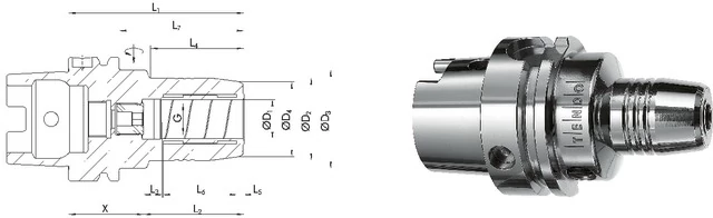 SCHUNK 241422 100/06 Üreges szárú kúpos befogó, DIN 69893 A Tendo hidroplasztikus befogó rövid G2,5 25.000 1/min fordulatszámnál