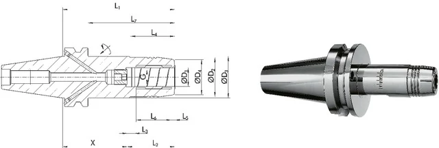 SCHUNK 241414 40/12 Meredek kúpos befogó, JIS B 6339 Tendo hidroplasztikus befogó, AD/B alak, rövid, karcsú, G2,5 25.000 1/min fordulatszámnál