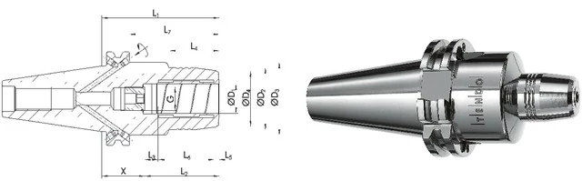 SCHUNK 241406,5 Meredek kúpos befogó, DIN 69871 Tendo hidroplasztikus befogó, AD/B alak, rövid, karcsú, G2,5 25.000 1/min fordulatszámnál