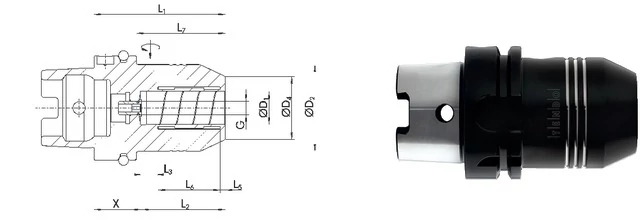 SCHUNK 241423,15 Üreges szárú kúpos befogó, DIN 69893 A Tendo E Compact hidroplasztikus befogó rövid nehéz G2,5 25.000 1/min fordulatszámnál