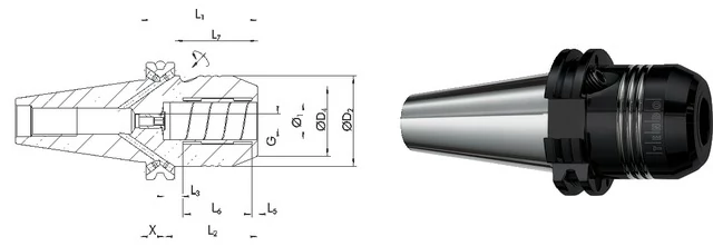 SCHUNK 241403,333333333 Meredek kúpos befogó, DIN 69871 Tendo E Compact hidroplasztikus befogó, AD/B alak, rövid, nehéz, G6,3 15.000 1/min fordulatszámnál