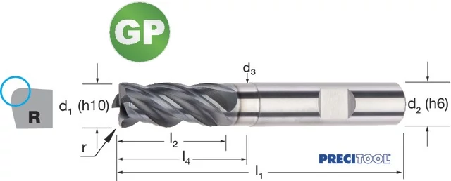 PREMUS 179064 4,00X0,50 Nagyteljesítményű maró-GP, hosszú sarokrádiusszal ALCRONA