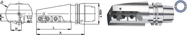 SWISS TOOLS 237007 6332R Leszúrókés tartó, HSK T axiális