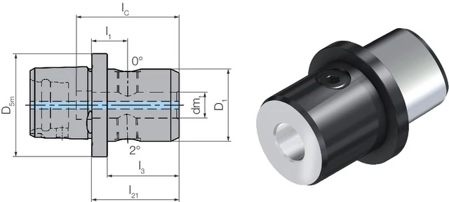 WTO 2358050416 Szerszámadapter, ISO 26623-1, Weldon/Whistle-Notch adapter rövid, szárbefogó horony nélkül