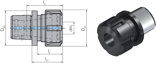 WTO 2358010420 Szerszámadapter, ISO 26623-1, Befogó adapter, rövid, szárbefogó horony nélkül