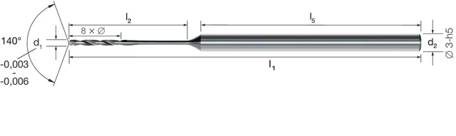 MIKRON 102445 0021 Mikrofúró, Tömör keményfém, 20 × D