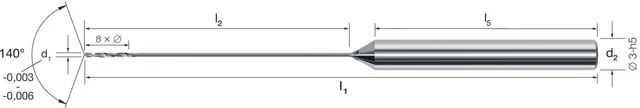 MIKRON 102448 0046 Mikrofúró, Tömör keményfém, 50 × D, belső hűtéssel