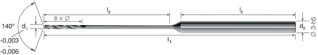 MIKRON 102460 0119 Mikrofúró, Tömör keményfém, 30 × D, titán