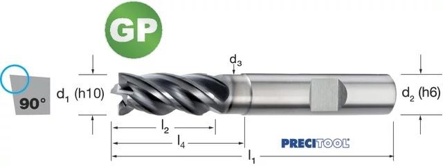 PREMUS 175493 12,00 Nagyteljesítményű maró-GP, hosszú védő élletöréssel éles ALCRONA