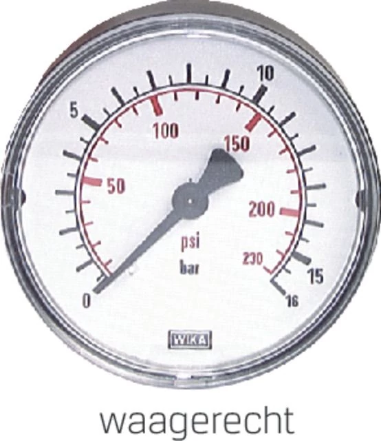 PRECITOOL 925830 0432 Manométer, vízszintes D63 mm 0 - 16 bar, G 1/4'