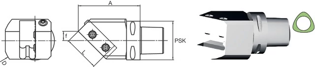 SWISS TOOLS 237108 6325R Szerszámtartó, PSK ferde 45°