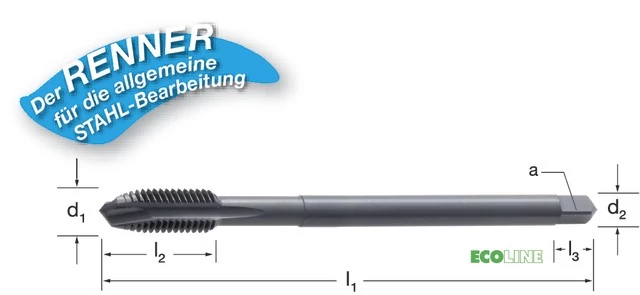 PRETEC 132410 M36 Gépi menetfúró, HSS-Co gőzöléssel megeresztett