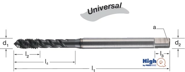 PREMUS 132263 M12 Gépi menetfúró HighQ, HSSCo-PM RSP50 Hardlube 6GX