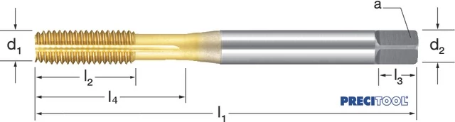 PREMUS 132671 M2 Gépi menetformázó, HSSE-Co5 TiN kenőhoronnyal