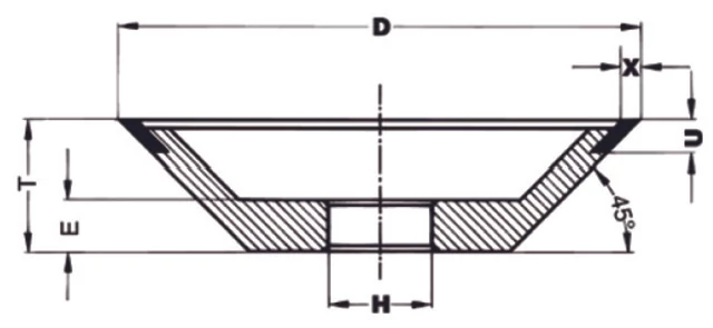 PRECITOOL 466042 12V9 CBN szerszámköszörű korong, CBN tányér-köszörűkorong, 12 V9 alak