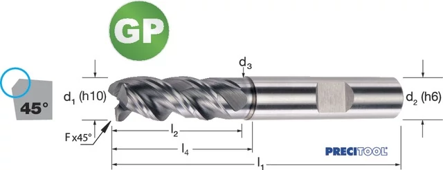 PREMUS 175347 10,00 Szármaró-GP, Tömör keményfém hosszú élletöréssel ALCRONA