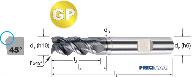 PREMUS 175371 8,00 Szármaró-GP, Tömör keményfém hosszú élletöréssel ALNOVA