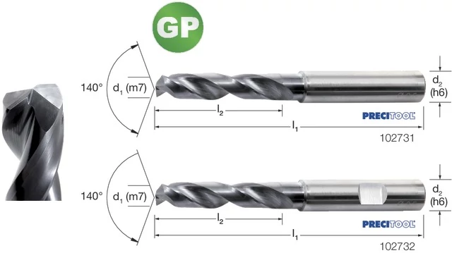 PREMUS 102731 2,30 Nagyteljesítményű fúró-GP, Tömör keményfém, TiAlN, HA száralak, 3 × D