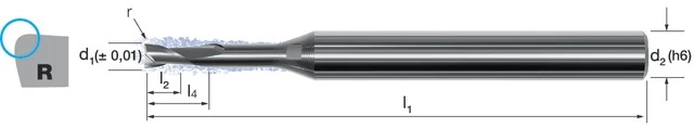 MIKRON 179014 2,00X0,10 Mikromaró, Tömör keményfém, CrazyMill Cool, 5 × D, sarokrádiusszal, eXedurSL