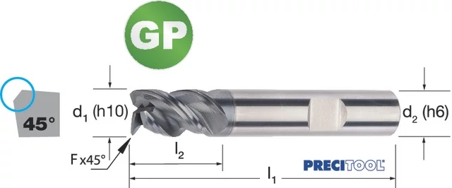 PREMUS 175315 3,00 Szármaró-GP, Tömör keményfém rövid élletöréssel ALCRONA