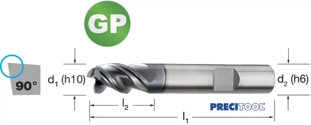 PREMUS 175317 11,70 Szármaró-GP, Tömör keményfém rövid védő élletöréssel éles ALCRONA