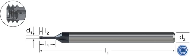 JBO 1389250026 Menetmaró, Tömör keményfém, GFT, metrikus 3 × D, TiAIN