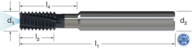 JBO 1389540002 Menetmaró, Tömör keményfém, GFM, WW-R, TiAlN, belső hűtéssel