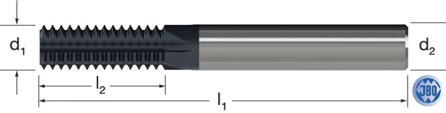 JBO 1389640028 Menetmaró, Tömör keményfém, GFH, metrikus 2 × D, TiAIN