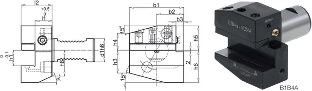 PREMUS 235001 40X25X44 Szerszámtartó CNC esztergagéphez, Radiális, jobbos rövid / fej feletti balos rövid