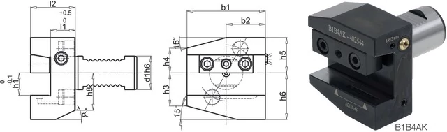 PREMUS 235003 30X20X40 Szerszámtartó CNC esztergagéphez, Radiális, jobbos rövid / fej feletti balos rövid, szorítóékes befogással