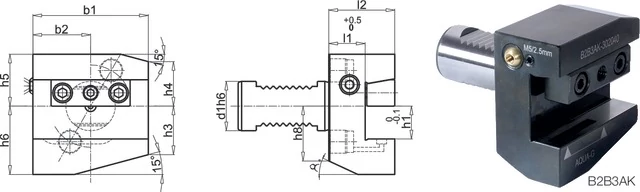 PREMUS 235007 30X20X40 Szerszámtartó CNC esztergagéphez, Radiális, balos rövid / fej feletti jobbos rövid, szorítóékes befogással