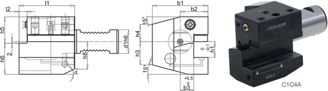 PREMUS 235011 30X20X70 Szerszámtartó CNC esztergagéphez, Axiális, jobbos rövid / fej feletti balos rövid