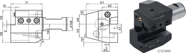 PREMUS 235013 30X20X70 Szerszámtartó CNC esztergagéphez, Axiális, jobbos rövid / fej feletti balos rövid, szorítóékes befogással