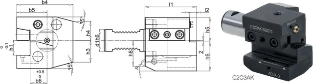 PREMUS 235017 30X20X70 Szerszámtartó CNC esztergagéphez, Axiális, balos rövid / fej feletti jobbos rövid, szorítóékes befogással