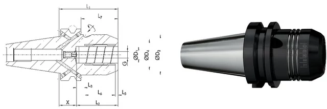 SCHUNK 241412,5 Meredek kúpos befogó, JIS B 6339 Tendo E Compact hidroplasztikus befogó, AD/B alak, rövid, nehéz, G6,3 15.000 1/min fordulatszámnál