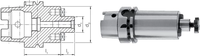 HAIMER 242297 100/16 Üreges szárú kúpos befogó, Feltűző marótüske, hosszú, hűtőcsatorna furattal, G2,5 25.000 1/min fordulatszámnál