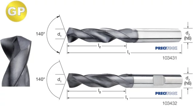 PREMUS 103431 2,85 Nagyteljesítményű fúró-GP, TiAlN, HA száralak, 3 × D