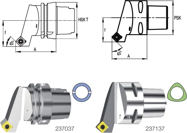 SWISS TOOLS 237037 4012L Késszár, HSK T, 90°/45° SSSC L/R