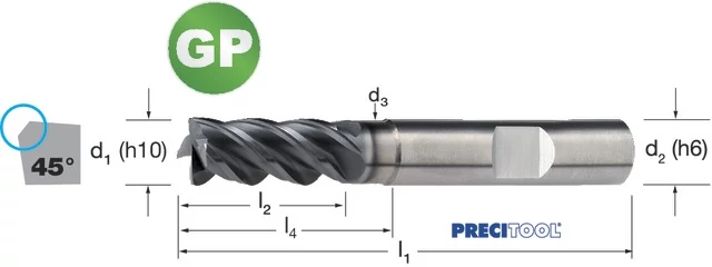 PREMUS 175492 10,00 Nagyteljesítményű maró-GP, rövid védő élletöréssel éles ALCRONA
