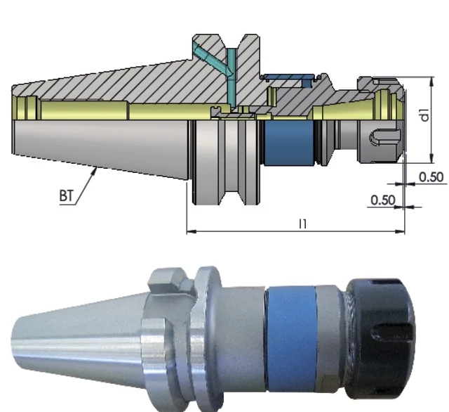 PREMUS 241072 40/ER16M Gyorsváltó menetvágó tokmány, JIS 6339 B, szinkron menetfúró befogó hosszkiegyenlítéssel, AD/B alak