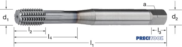 PREMUS 132680 M22 Gépi menetformázó, HSSE-Co8, TiCN, kenőhoronnyal