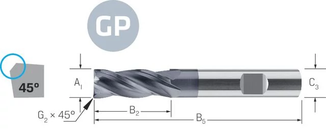 PREMUS-GP 175510 3,00 Keményfém szármarók VHM, rövid, letöréssel, V-plus