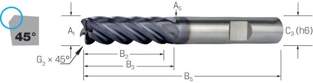 PREMUS 175589 6,00 Tömör keményfém szármaró INOX VHM-AlTiN, 40°, letöréssel